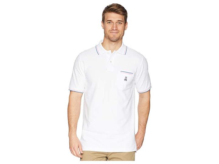 Psycho Bunny Binfield Pocket Polo (white) Men's Short Sleeve Pullover