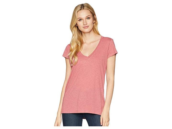 Alternative Melange Burnout Jersey Slinky V-neck (washed Rose Overdye) Women's Clothing