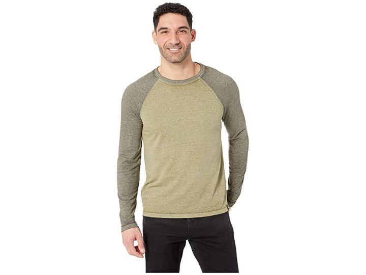 Lucky Brand Color Block Micro Terry Tee (loden Green) Men's T Shirt