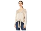 J.o.a. Easy V-neck Front Tie Top (champagne) Women's Clothing