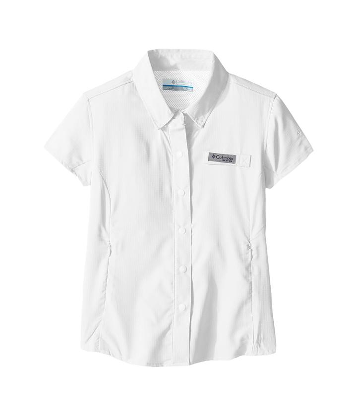 Columbia Kids Tamiami Short Sleeve Shirt (little Kids/big Kids) (white) Girl's Short Sleeve Button Up