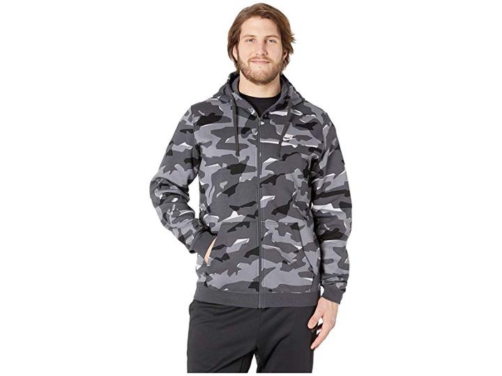 Nike Big Tall Nsw Club Camo Hoodie Fz Bb (cool Grey/anthracite/white) Men's Sweatshirt