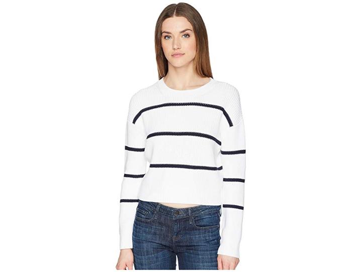 Vince Racked Rib Stripe (optic White/coastal) Women's Sweater