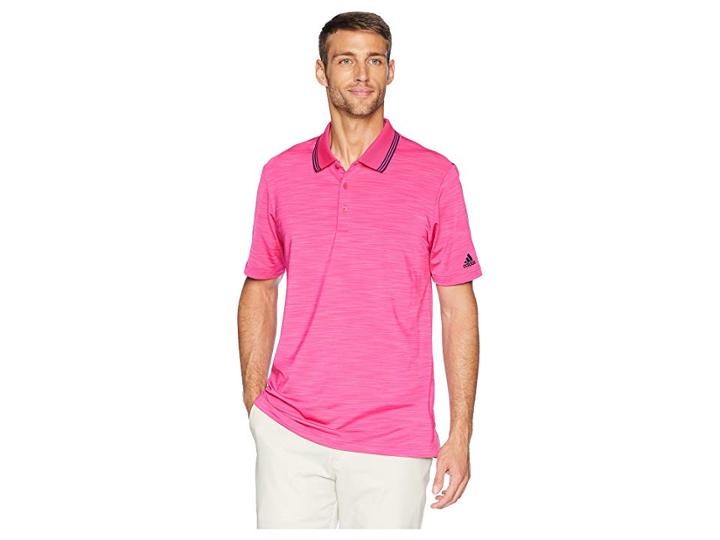 Adidas Golf Ultimate Heather Polo (real Magenta) Men's Clothing