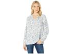 Lauren Ralph Lauren Floral-print Georgette Tie-neck Top (silk White Multi) Women's Blouse