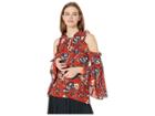 Jack By Bb Dakota Off To The Market Floral Printed Crepe De Chine Top (rust) Women's Clothing