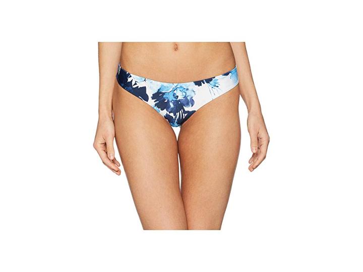 Rvca Paint Flower Cheeky Bottom (blue Jay) Women's Swimwear