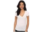 Three Dots Jersey Colette S/s Deep V-neck (white) Women's T Shirt