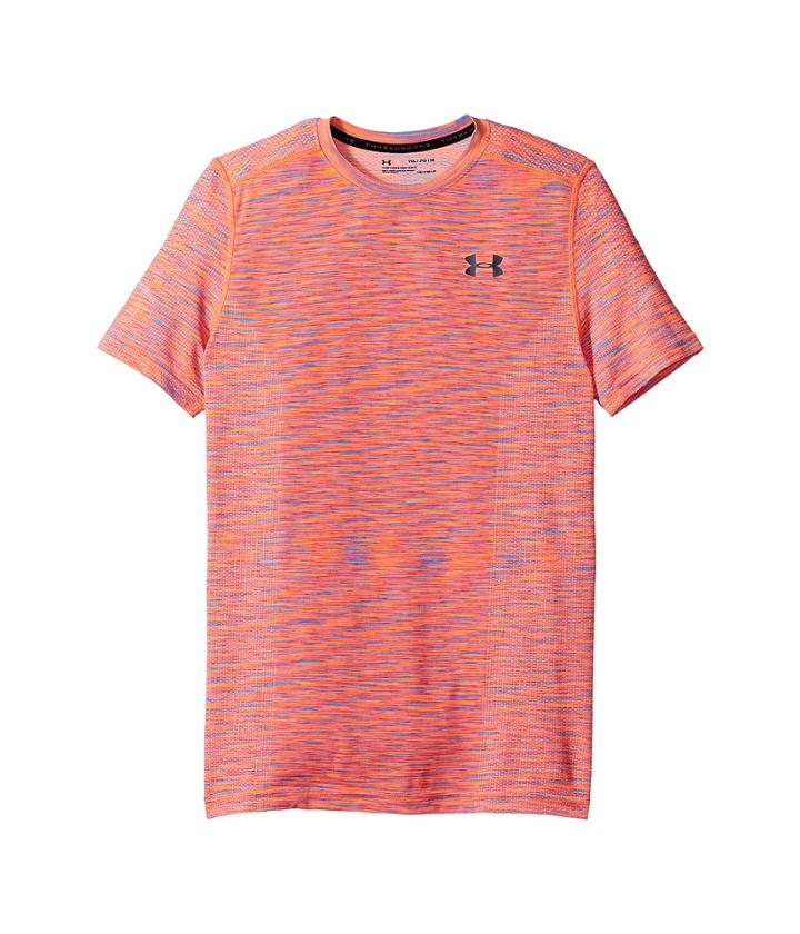 Under Armour Kids Threadborne Knit Short Sleeve (big Kids) (magma Orange/mako Blue/magma Orange) Boy's Clothing