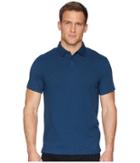 Calvin Klein Short Sleeve Front Printed Johnny Collar Polo With Contrast Back (chez Blue Combo) Men's Clothing
