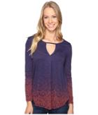Lucky Brand Printed Top (navy Multi) Women's Clothing