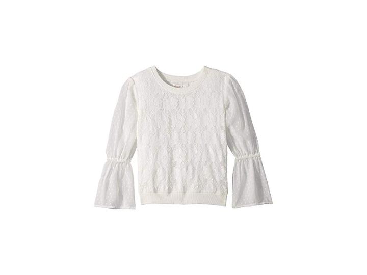 Ella Moss Girl Lace Bell Sleeve Top (big Kids) (off-white) Girl's Clothing