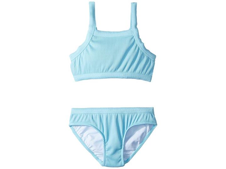 Seafolly Kids Gypsy Dream Rib Tankini Set (little Kids/big Kids) (aqua Sky) Girl's Swimwear Sets