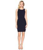 Tahari By Asl Knot Detail Scuba Crepe Sheath Dress (navy) Women's Dress