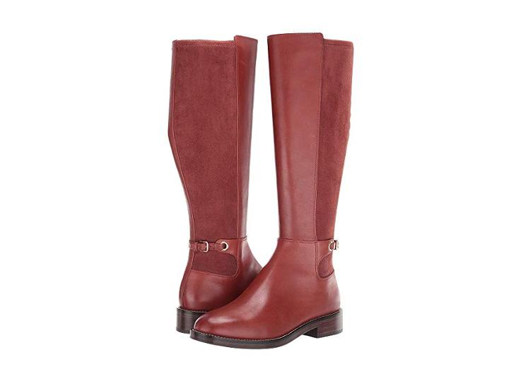 Cole Haan Parker Grand Flat Stretch Boot (cherry Mahogany Leather/cherry Mahogany Stretch Suede) Women's Boots
