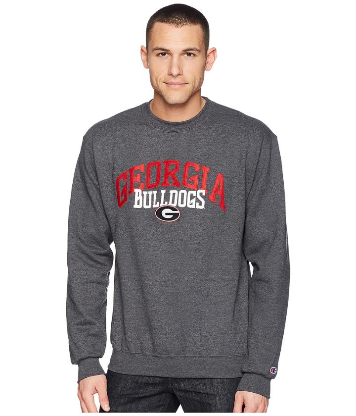 Champion College Georgia Bulldogs Eco(r) Powerblend(r) Crew (granite Heather) Men's Short Sleeve Pullover