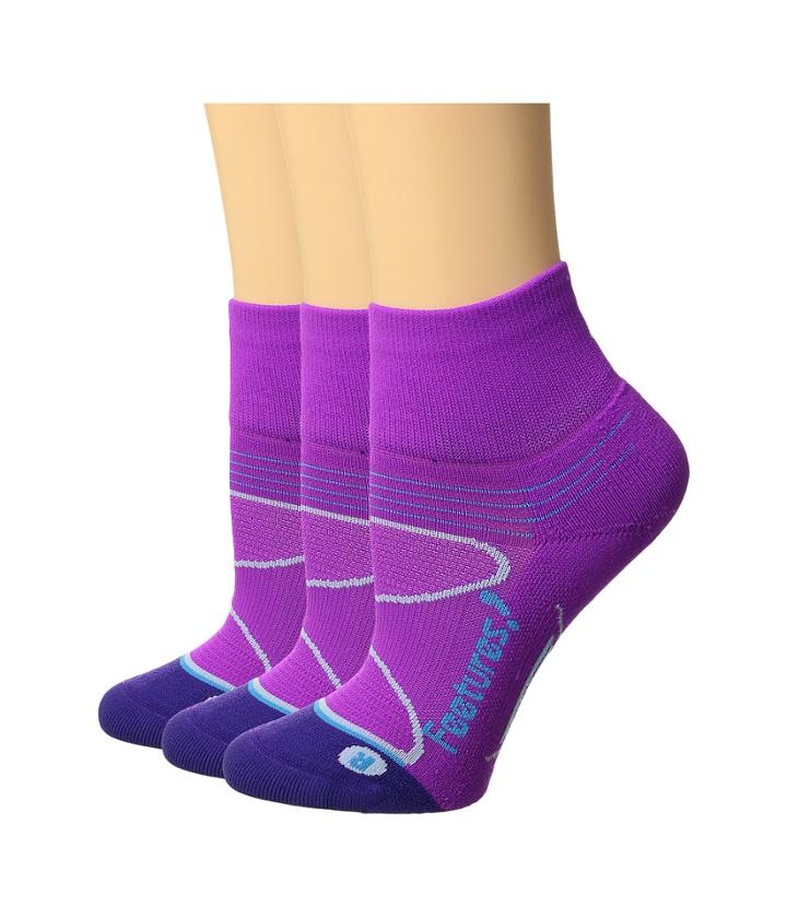 Feetures Elite Light Cushion Quarter 3-pair Pack (orchid/blue Lagoon) Quarter Length Socks Shoes