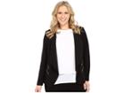 Calvin Klein Plus Plus Size 2 Zipper Jacket W/ Fly Away (black) Women's Jacket