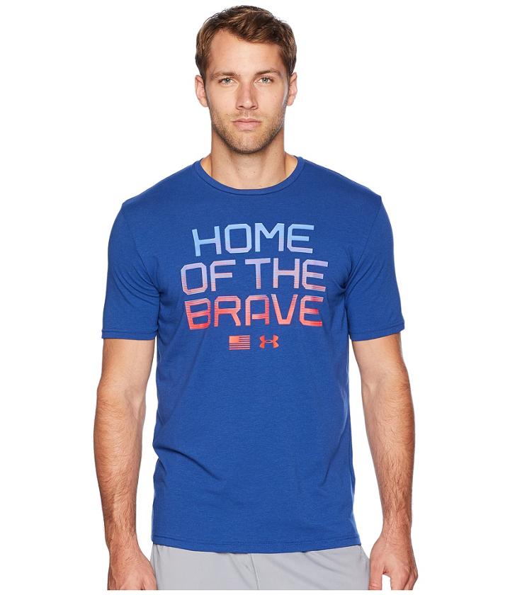Under Armour Usa Home Of The Brave Short Sleeve Tee (american Blue/mediterranean/neon Coral) Men's T Shirt