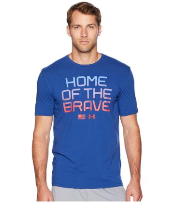 Under Armour Usa Home Of The Brave Short Sleeve Tee (american Blue/mediterranean/neon Coral) Men's T Shirt