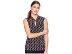 Tommy Hilfiger Printed Knot Keyhole Knit (black/currant Multi) Women's Clothing