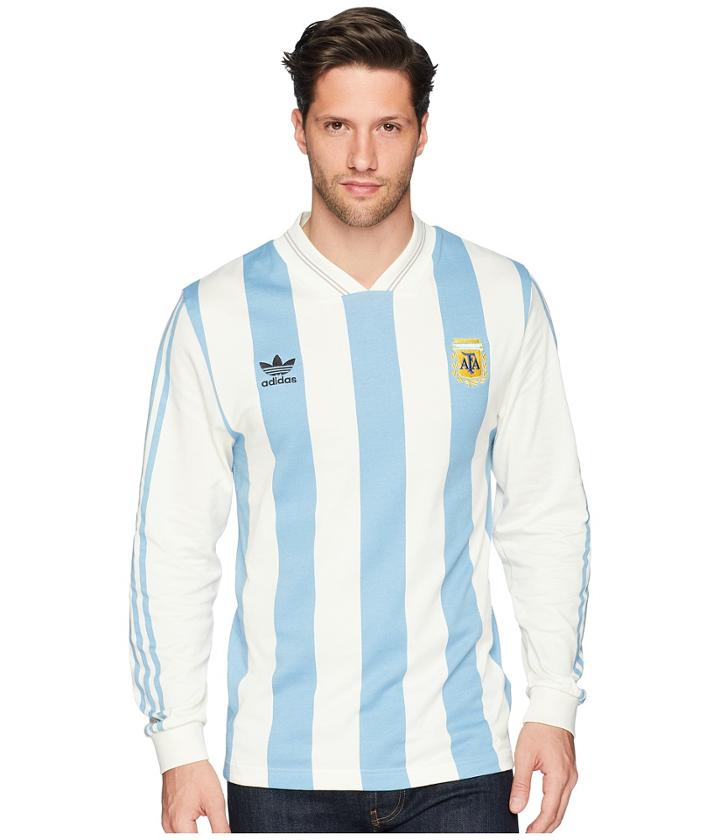 Adidas Originals Argentina 1987 Jersey (echo White/shade Blue) Men's Long Sleeve Pullover