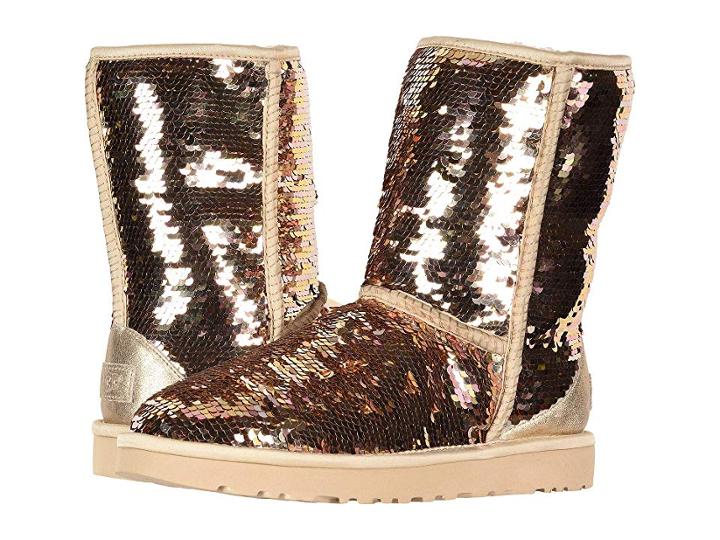 Ugg Classic Short Sequin (gold Combo) Women's Pull-on Boots
