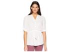 Ivanka Trump Roll Sleeve Tunic W/ Charmeuse Trim Detail And Pearl Buttons (ivory) Women's Blouse