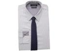 Nick Graham Pencil Strip Stretch Dress Shirt With Micro Neat Tie (purple) Men's Long Sleeve Button Up