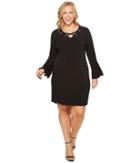 Michael Michael Kors Plus Size Grommet Lacing Matte Jersey Dress (black) Women's Dress
