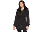 Jessica Simpson Tie Waist Softshell W/ Hood (black) Women's Coat