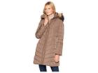 Ivanka Trump Puffer Jacket With Detachable Fur Hood And Cinched Sleeve Detail (truffle) Women's Coat