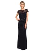 Adrianna Papell Large Tucked Stretch Tulle Gown (ink) Women's Dress