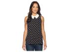 Cece Sleeveless Collared Star Palm Ditsy Blouse (rich Black) Women's Blouse