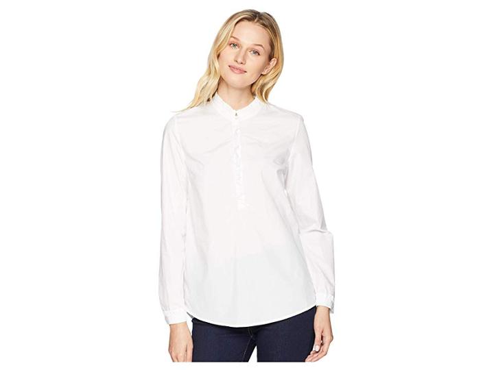 Joules Carmel Ruffle Pop Over Shirt (bright White) Women's Clothing