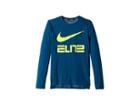 Nike Kids Dry Elite Basketball Long Sleeve Top (little Kids/big Kids) (blue Force/volt) Boy's T Shirt