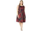 Tahari By Asl Plus Size Tea-length Floral Metallic Jacquard Dress (black/red/copper) Women's Dress