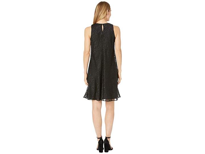 Chaps Metallic Dot A-line Dress (black) Women's Dress