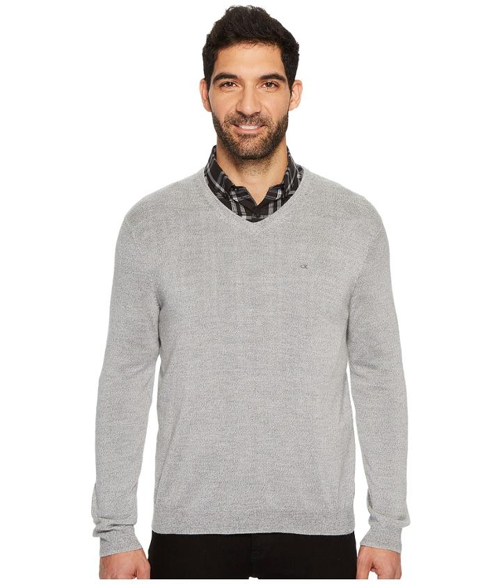Calvin Klein Solid Merino V-neck Sweater (schio) Men's Sweater