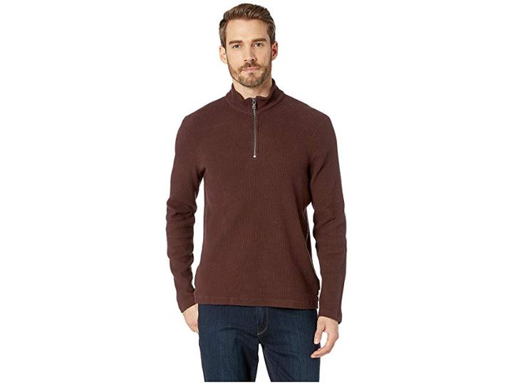 Agave Denim Wave Train Long Sleeve 1/4 Zip Seer Sucker (black Coffee) Men's Clothing