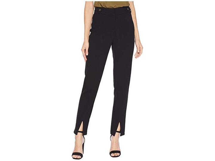 Calvin Klein Crepe Pants W/ Slit Detail (black) Women's Casual Pants