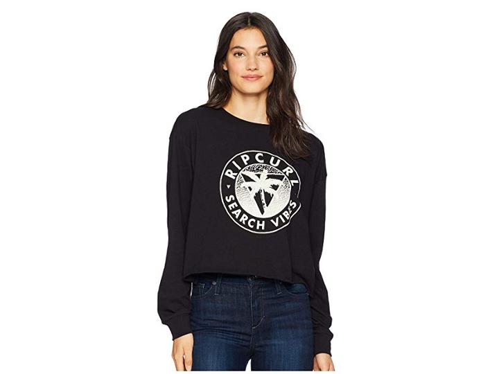 Rip Curl Super Vibes Long Sleeve Tee (black) Women's T Shirt