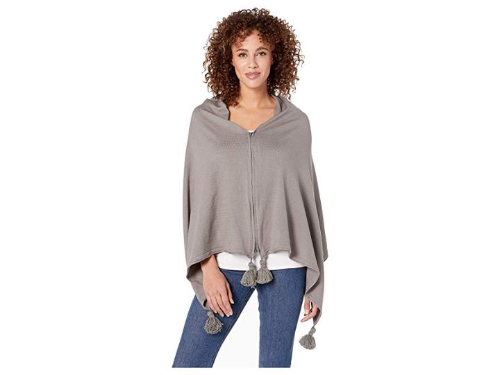 Michael Stars Tomlin Knit Tasseled Wrap (heather Grey) Scarves