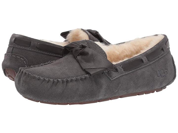 Ugg Dakota Leather Bow (charcoal) Women's Moccasin Shoes
