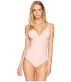 Kate Spade New York Marina Piccola Textured Scallop V-neck One-piece (aloha Pink) Women's Swimsuits One Piece