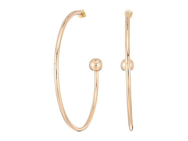 Steve Madden Solid Open Hoop Post Earrings (rose Gold) Earring