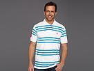 U.s. Polo Assn - Striped Polo With Small Pony (white/teal Blue)