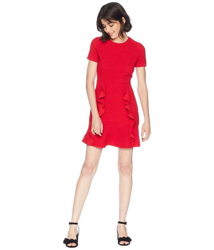 Juicy Couture Knit Sable Crepe Jersey Ruffle Dress (cordial) Women's Dress