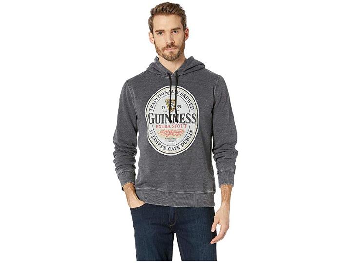 Lucky Brand Guinness Burnout Fleece Hooded Sweatshirt (jet Black) Men's Sweatshirt