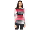 Kamalikulture By Norma Kamali Spliced Top (tango/black 3/4 Stripe Combo) Women's Clothing